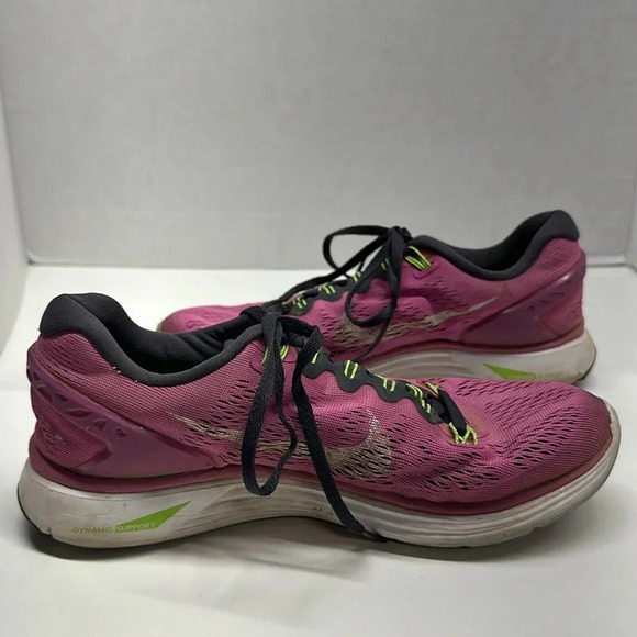 Nike Lunarglide 5 Sneakers Running Shoes Athletic Shoe Pink Green Womens Size 8 - Picture 1 of 12